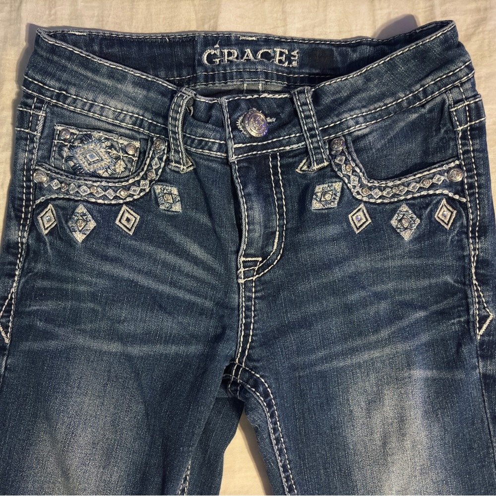 Grace in LA Embellished Blue Kids Jeans